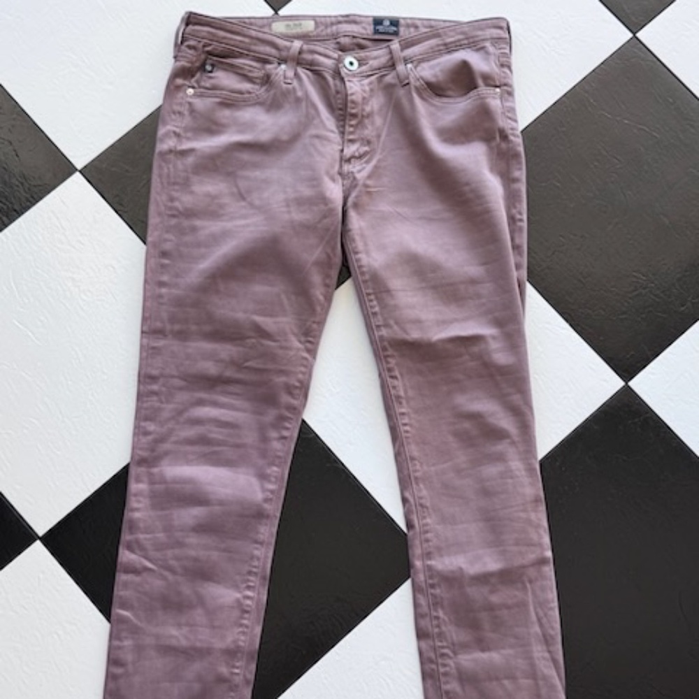 AG Adriano Goldschmied The Stilt  Cigarette Leg Skinny Pants Dusty Purple